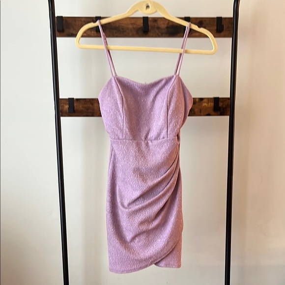 Crystal Doll Lavender Ruched Bodycon Mini Dress - Picture 1 of 6
